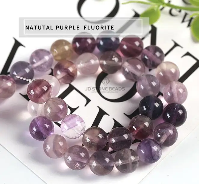 NATURAL PURPLE 10 цветов, натуральные разноцветные флюоритовые бусины, 4, 6, 8, 10, 12 мм, размер на выбор, высококачественные бусины, ледяной флюорит, драгоценный камень для изготовления ювелирных изделий - Цвет: NATURAL PURPLE