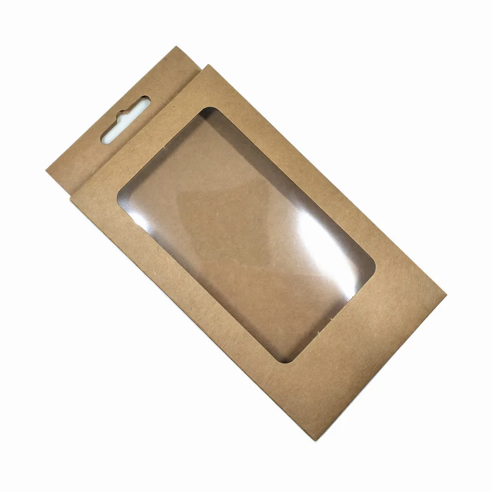 20 шт 10x17x1,5 см коробки из крафт-бумаги, Подарочная коробка для ювелирных изделий, посылка, складная картонная коробка с прозрачным окошком - Цвет: Brown