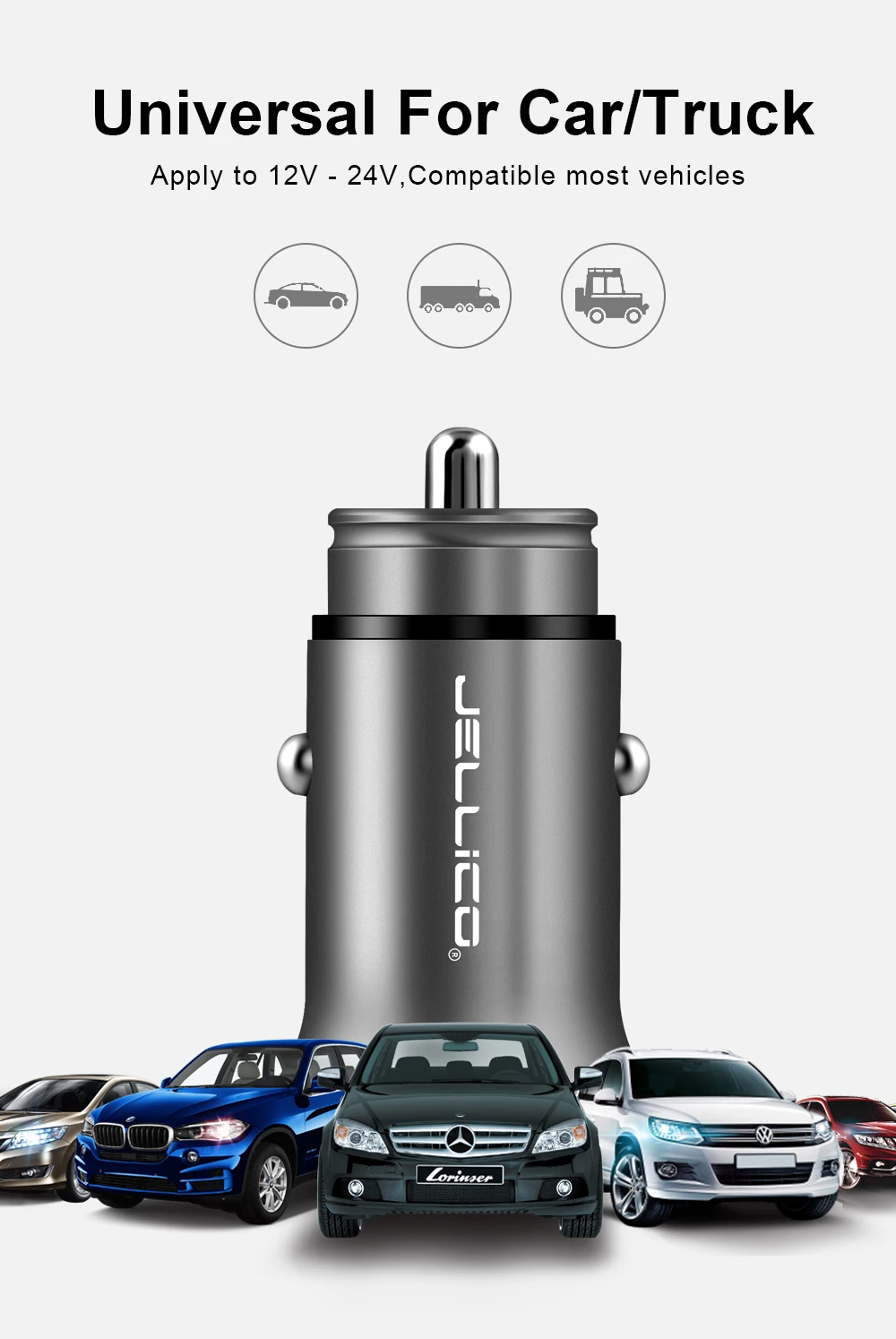 Jellico металлическое мини USB Автомобильное зарядное устройство для iPhone Xiaomi Tablet Dual USB автомобильный адаптер зарядного устройства для телефона 5 в 4.8A быстрое зарядное устройство автомобильное зарядное устройство
