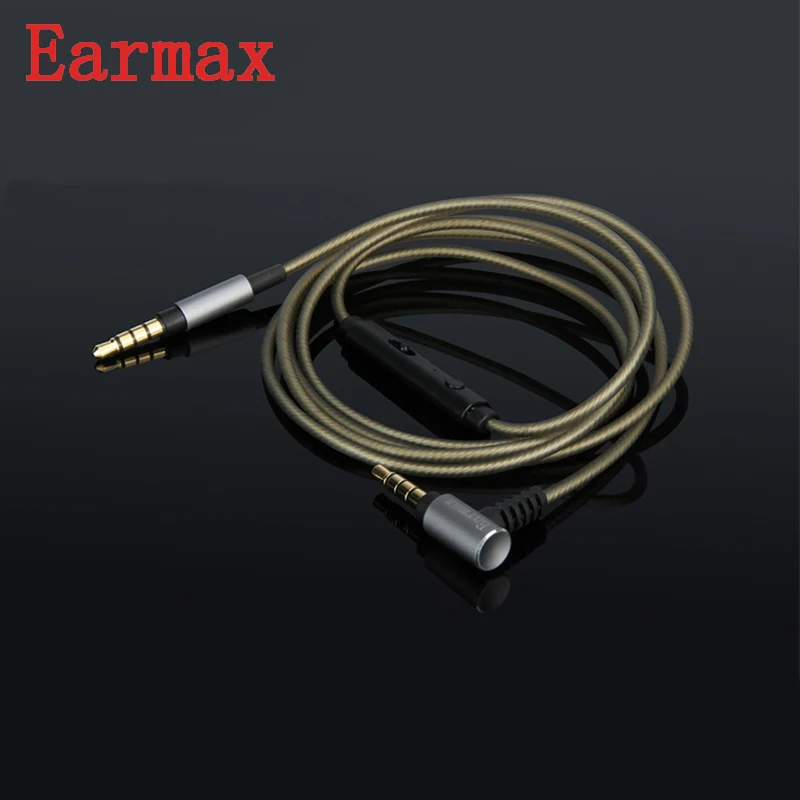Earmax 3 5 мм Улучшенный кабель для наушников 1 2 м OFC Серебряный провод с обшивкой Aux