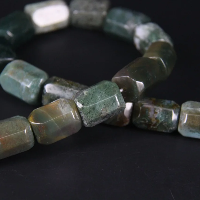 Бусины цилиндрические граненые из натуральных индийских агатов 18-19 шт./нить -