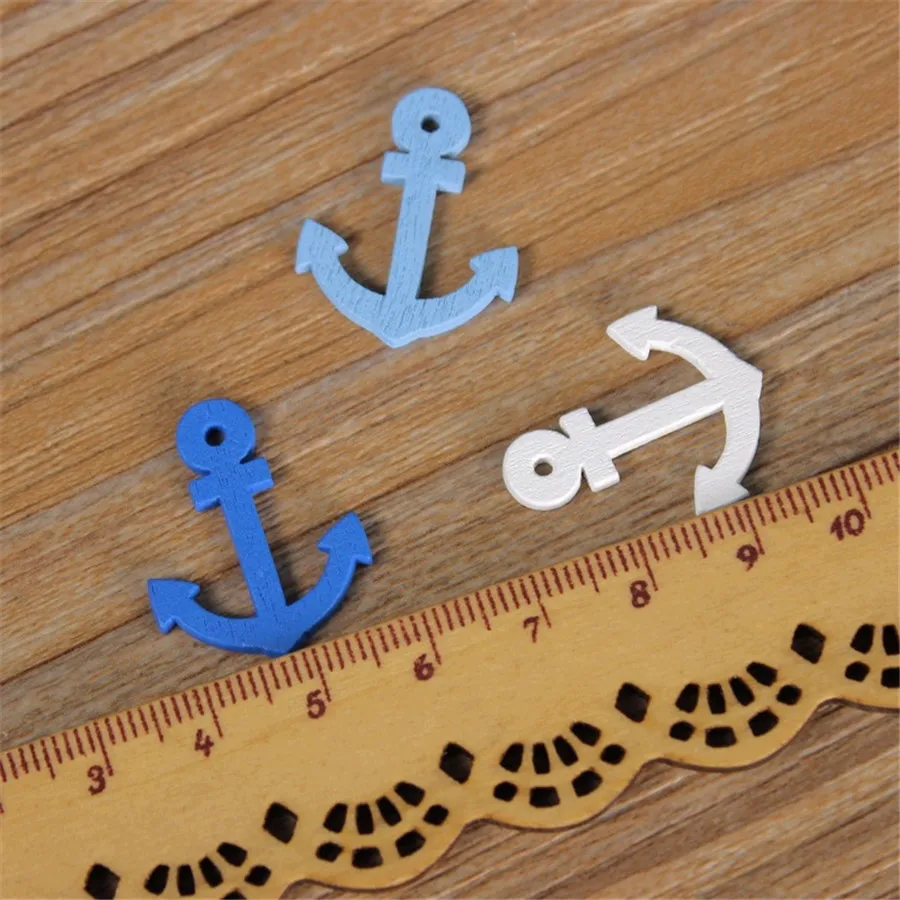 100pcs Wooden Button Sewing-accessories Painting Anchor Helm Buttons Handmade DIY Sewing Supplies Kids' Clothes Accessories | Дом и сад