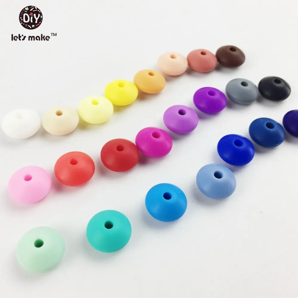 Let's Make 1000pc Abacus Silicone Beads BPA Free Baby Accessories DIY Handmade Toys Silicone Nurse Child Gift Baby Teether 12mm