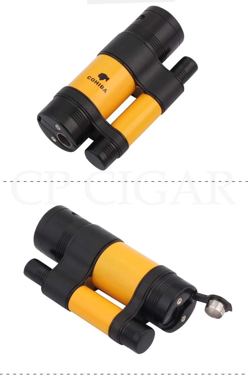 COHIBA 3 факел зажигалки ветрозащитный Карманный металлическая коробка для сигар легче, чем газ-бутан Роскошная Зажигалка для сигаретной сигареты встроенный сигары удар