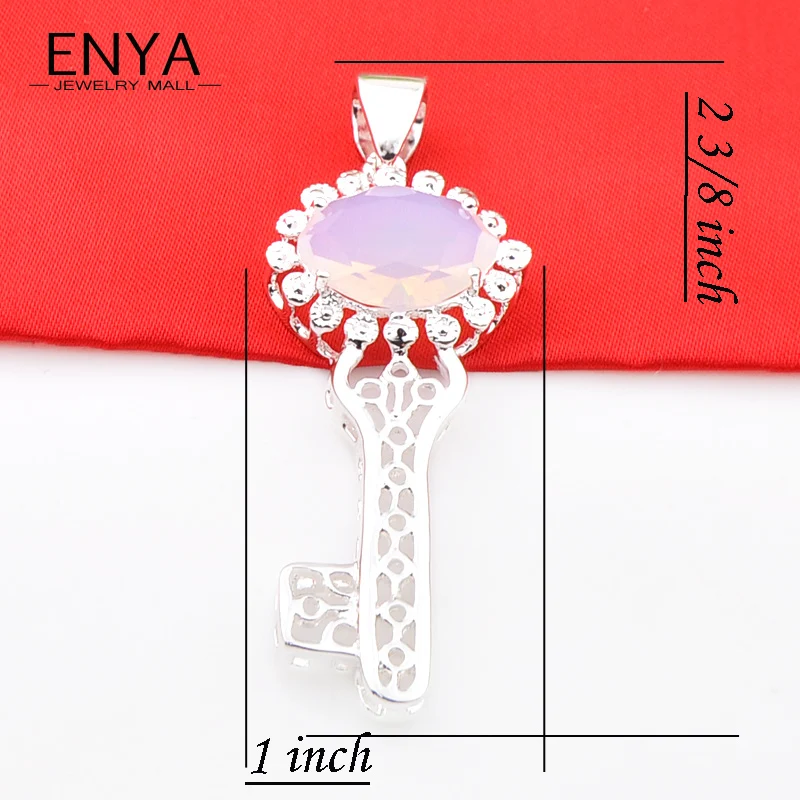 ENYA Key Shape Classical Moonstone Synthetic Crystal Silver Plated Necklace Pendant For Mother Holiday Gift Jewelry P0157 | Украшения и