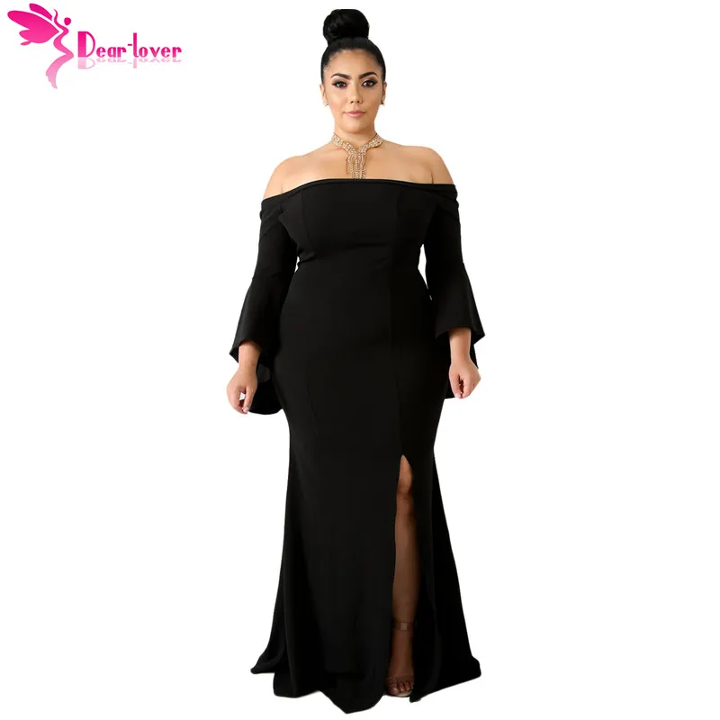 Dear Lover 3XL 4XL Сексуальная Вечерние платья большие женские осенние длинные рукава