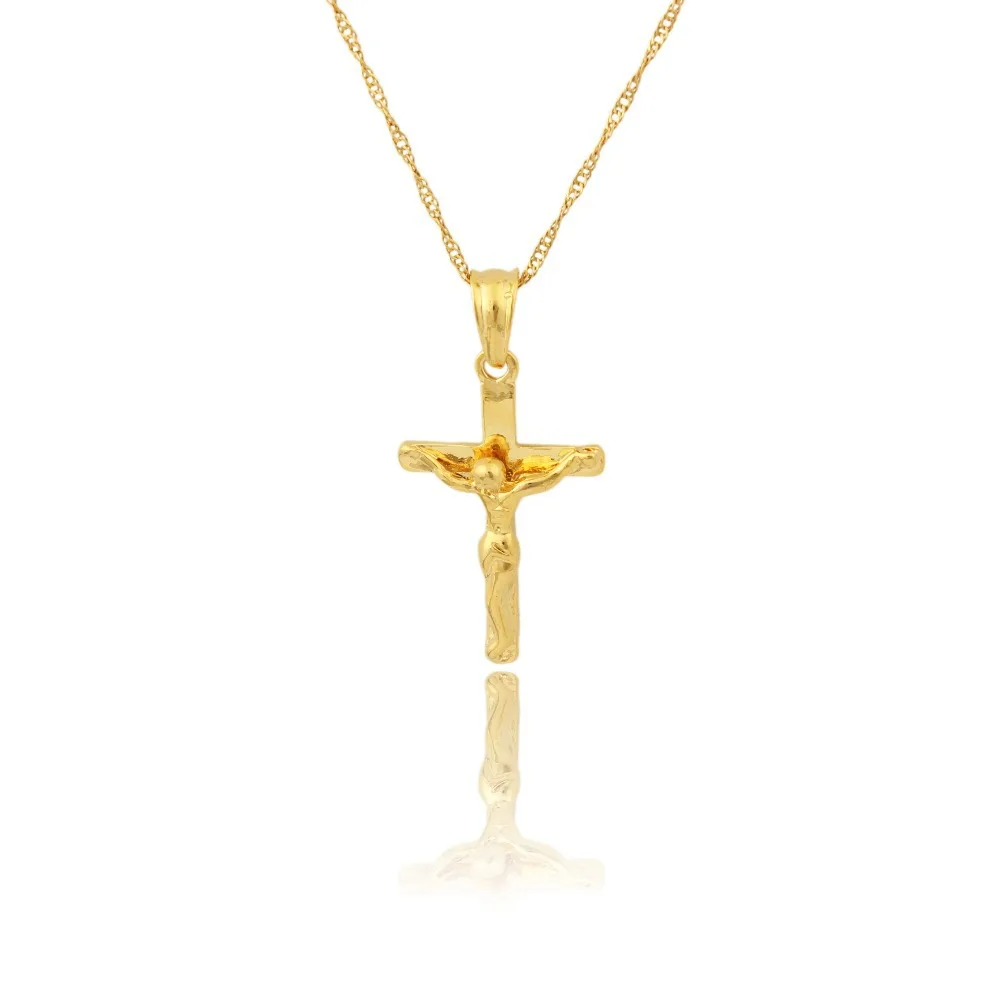Лидер продаж мужское ожерелье с крестом кулон для женщин INRI Juses золотой цвет ИНБИ