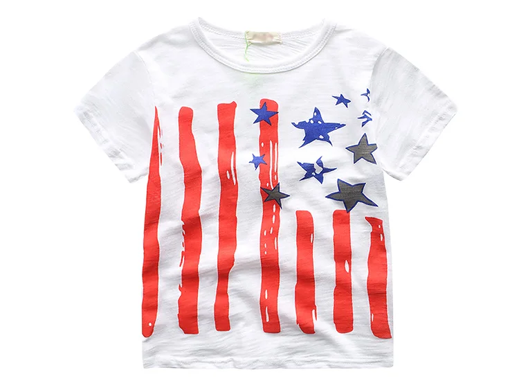 2017 новая летняя хлопковая Детская рубашка с короткими рукавами и круглым вырезом