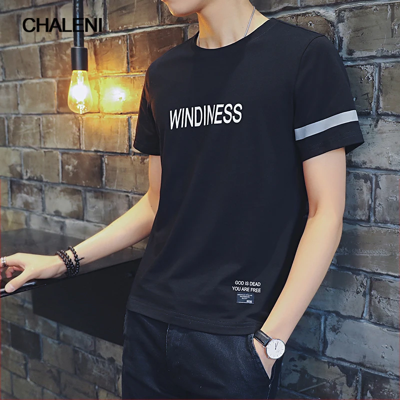 CHALENI Последние Мужская футболка с модным принтом WINDINESS коротким рукавом мужская