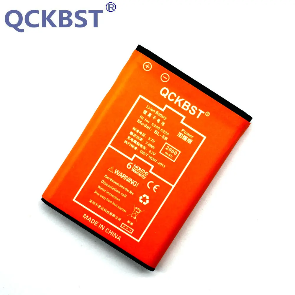 BL 5B 2000mAh батарея для Nokia 3230 5070 5140 5140i 5200 5300 5500 6020 6021 6060 6070 6080 6120C 6120 7260 7360 N80 N90|battery