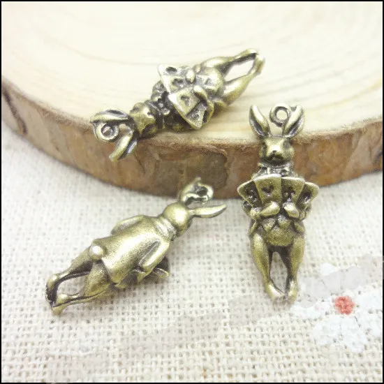 Оптовая продажа 45 шт. винтажные подвески в виде кролика подвеска античная бронза