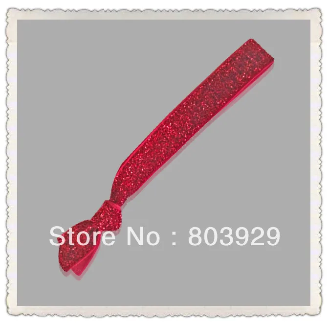 

5/8" Elastic Red Glitter Ribbon Hair Ties