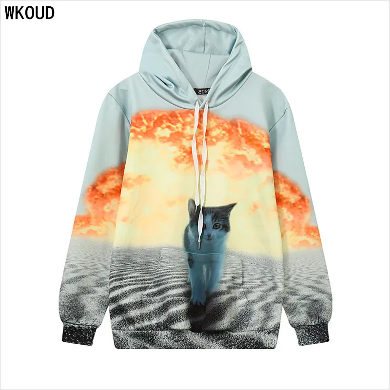 Wkoud Harajuku 3D Толстовки для кошек Для женщин свитер с длинными рукавами принтом