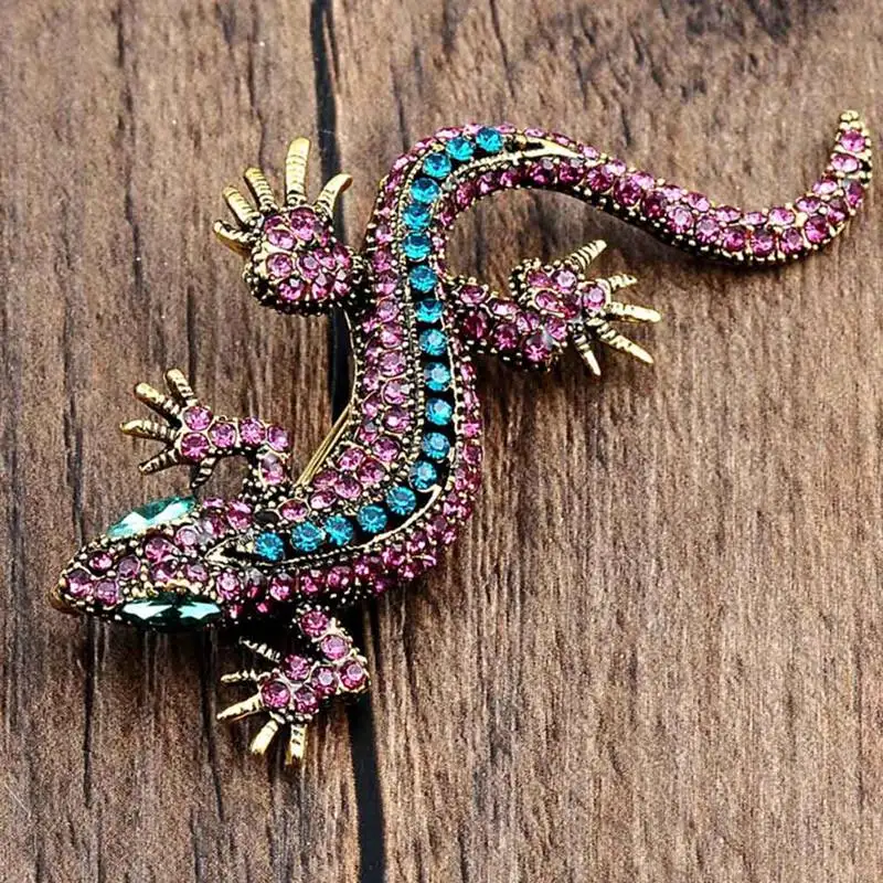 PK Модные женские рубашки Броши в виде ящериц декоративный Металл Gecko шпильки Стразы с финифтью брошь мужской костюм ювелирные изделия аксессуары Подарки - Окраска металла: PK
