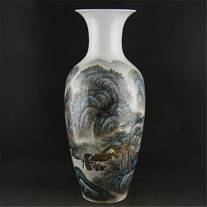 

#6 Antique Republic porcelain vase, pastel landscape bottle,Hand-painted Crafts,Collection &adornment,Free shipping