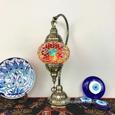 style G Турецкая мозаичная настольная лампа, винтажный арт-деко, ручной работы, lamparas de mesa, мозаичный стеклянный романтичный светильник для кровати, lamparas con mosaicos - Цвет абажура: style G