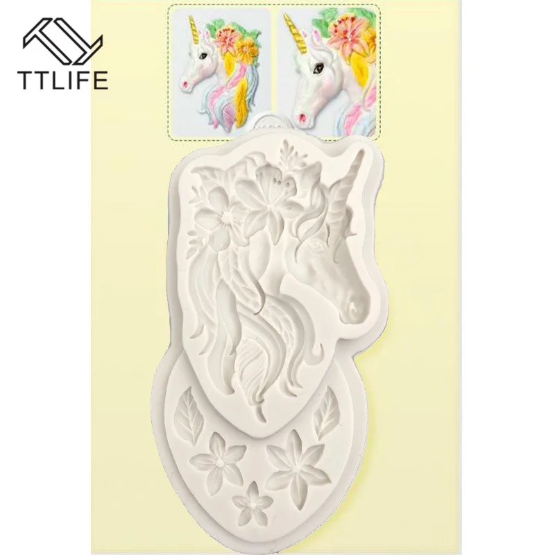 TTLIFE Единорог голова силиконовая форма для помадки пирога печенья Sugarcraft