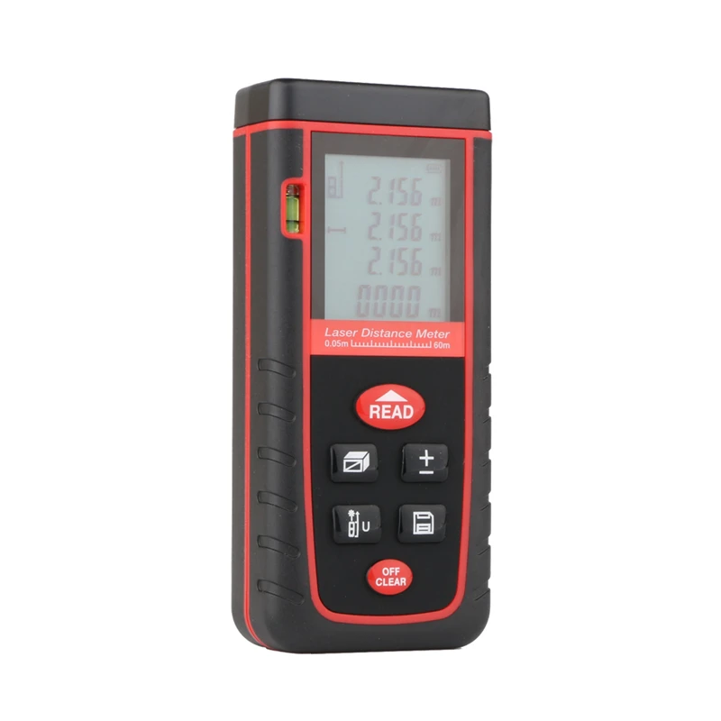 60M Laser Distance Meter 192ft Digital LCD Rangefinder Range Finder With Level Bubble Area Volume Tape Measure Tools | Инструменты