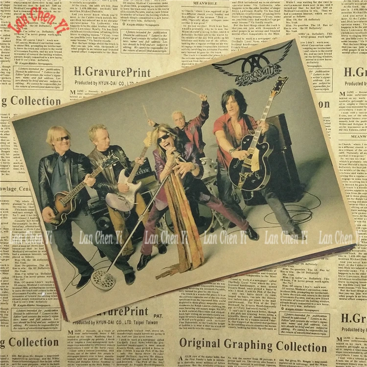 Постер Rock Band Aerosmith из матовой крафт бумаги Ностальгический плакат для офиса