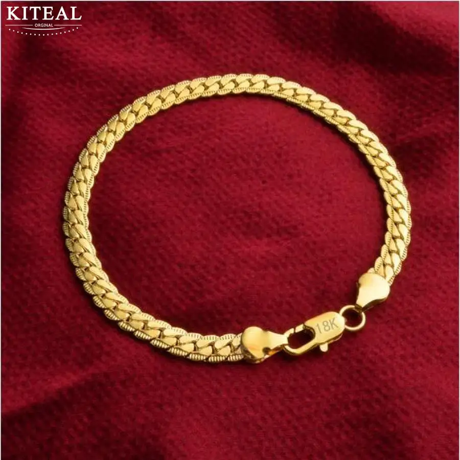Женский браслет цепочка KITEAL модный дизайн золотой цвет 5 мм 20 см|women bracelet|women fashion