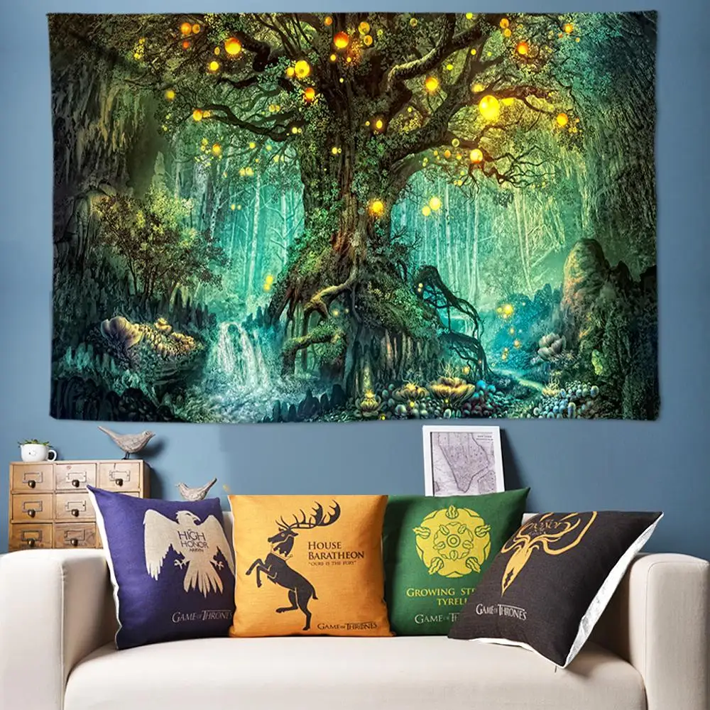 

Hippie Psychedelic Tapestry Wishing Tree Tapestry Wall Hanging Bohemian Decorative Tapestry Large Wall Fabric Bed Sheets 200*300