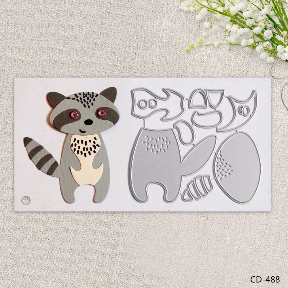 

Cute little raccoon Metal Cutting Dies for DIY Scrapbooking Photo Album Embossing Folder Stencil Die Cut