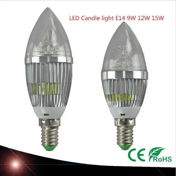 

Free shipping High power CREE Led Lamp Dimmable E14 9W 12W 15W 85-265V Led Candle Light Spotlight led Light Bulbs lighting