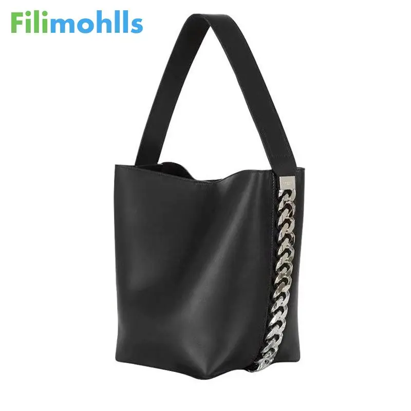 

large women handbag Luxury Designer Shoulder Bag for Female Big Chain Bucket Bag PU Leather Versatile lady Totes black S1822