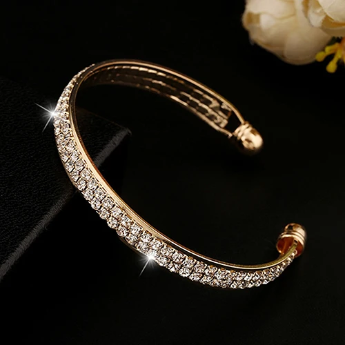 Женский браслет на запястье 2 ряда|rhinestone bangle|crystal rhinestone banglesopen bracelet |