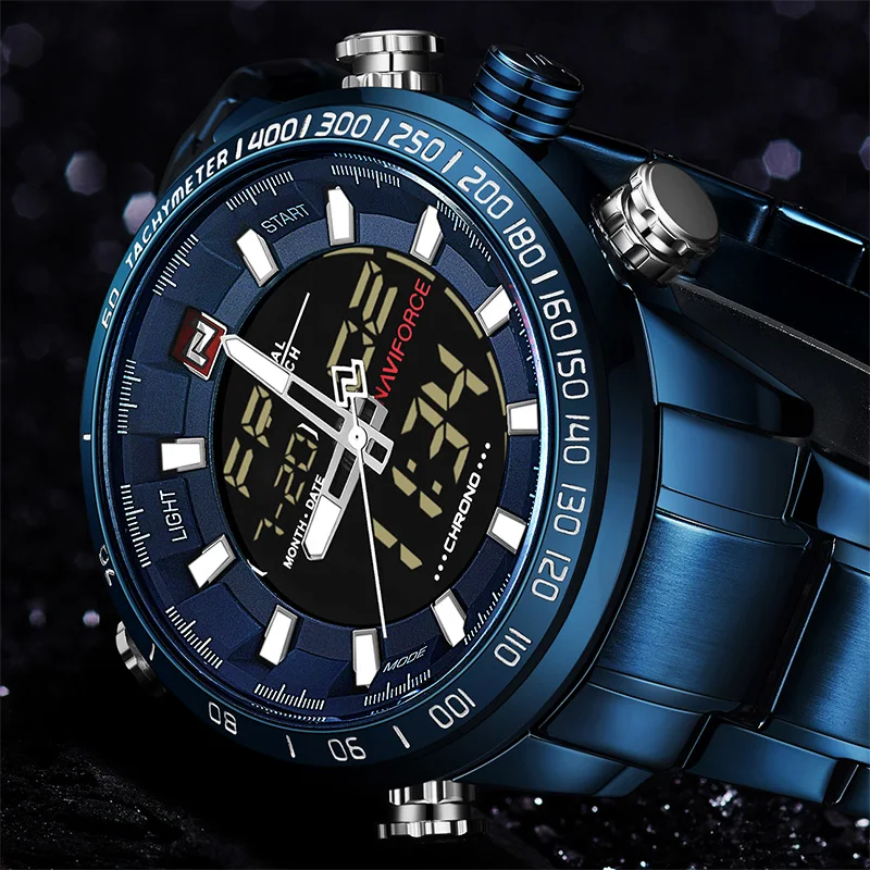NAVIFORCE 9093 Роскошные для мужчин's Chrono спортивные часы бренд Военная Униформа