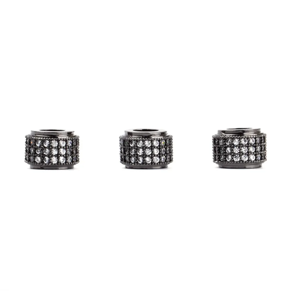 High Quality Micro Pave CZ Large Hole 6*9mm Tube Beads White Crystal Cubic Zirconia for Men Making Bracelet Jewelry | Украшения и