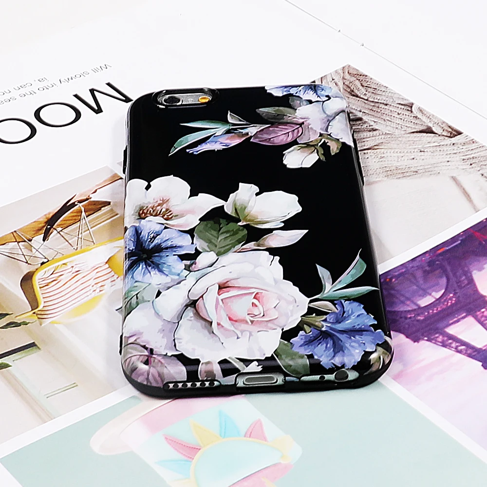 Винтажные розовые чехлы с цветочным принтом для iphone XS Max XR X 6 7 8 Plus мягкая IMD задняя