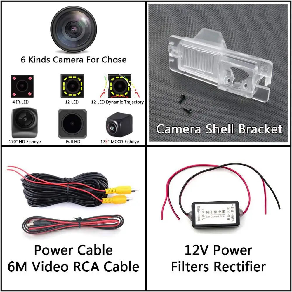 Camera with Filters 175 градусов рыбий глаз MCCD 12LED HD камера заднего вида для Ssangyong Rexton Kyron Korando Actyon монитор парковки автомобиля - Название цвета: Camera with Filters