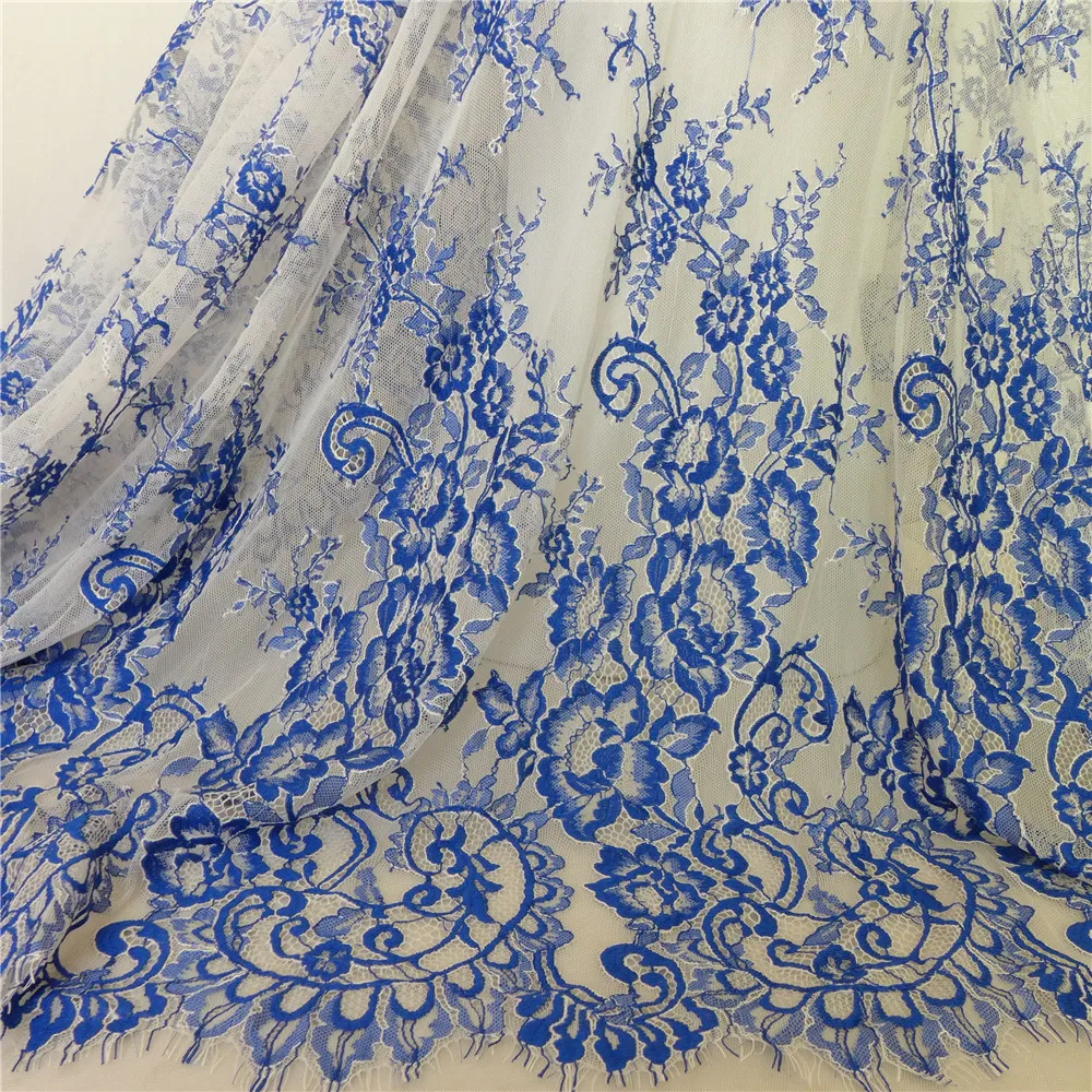 145 см в ширину 3 ярда синяя/красная африканская кружевная ткань французское