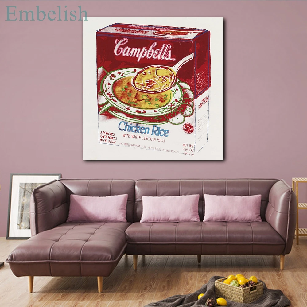 Embelish Hot Chicken Rice Oil Painting By Andy Warhol Home Decor Pictures For Living Room Bedroom Wall Art Canvas Posters Framed | Дом и сад