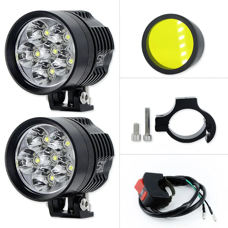 2 x headlights SAARMAT двухцветный белый желтый мотоциклетный головной светильник светодиодный с чипом Cree DRL противотуманный светильник s фара для скутера светодиодный Мотоцикл ATV светильник - Цвет: 2 x headlights