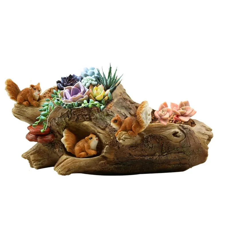 

Creative Cartoon Squirrel Micro Decoration Miniature Landscape European Garden Imitation Wood Pile Office Home Decoration