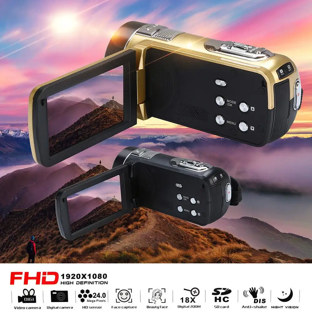 24.0MP HD видеокамера 2 7 дюймов ЖК-экран CMOS 5-мегапиксельная цифровая фотокамера