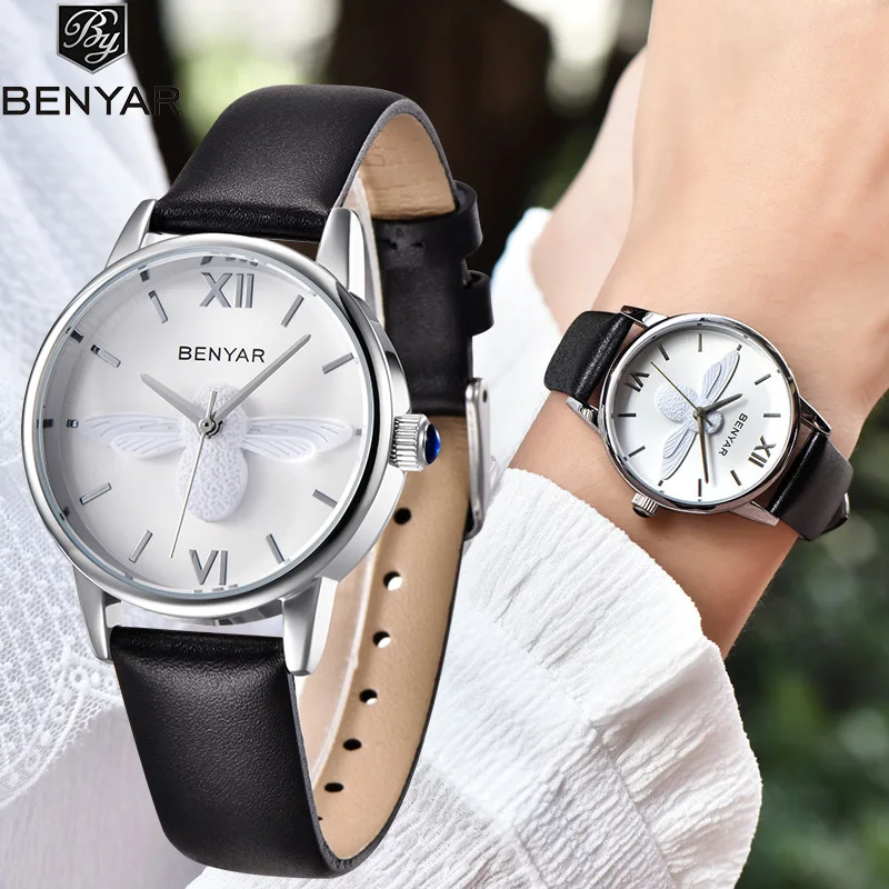 BENYAR Лидирующий бренд Модные Простые Для женщин WatchesLadies часы Reloj Mujer кожа наручные