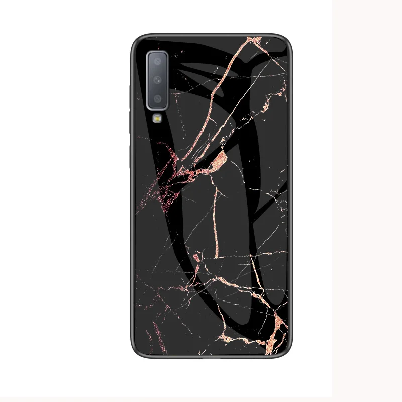 Для Samusng Galaxy S10E S10 S9 S8 J4 J6 Plus Note 9 8 M10 M20 мраморная защитная пленка из закаленного стекла класса люкс чехол для телефона для A7 A9 чехол Крышка - Цвет: Black gold marble