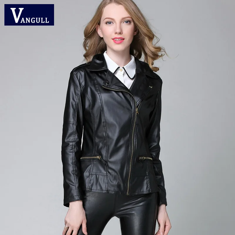 S-4XL Для женщин Искусственная кожа куртка мода Slim Turn Воротник из искусственной кожи Мото-куртки Женский Для Демисезонный