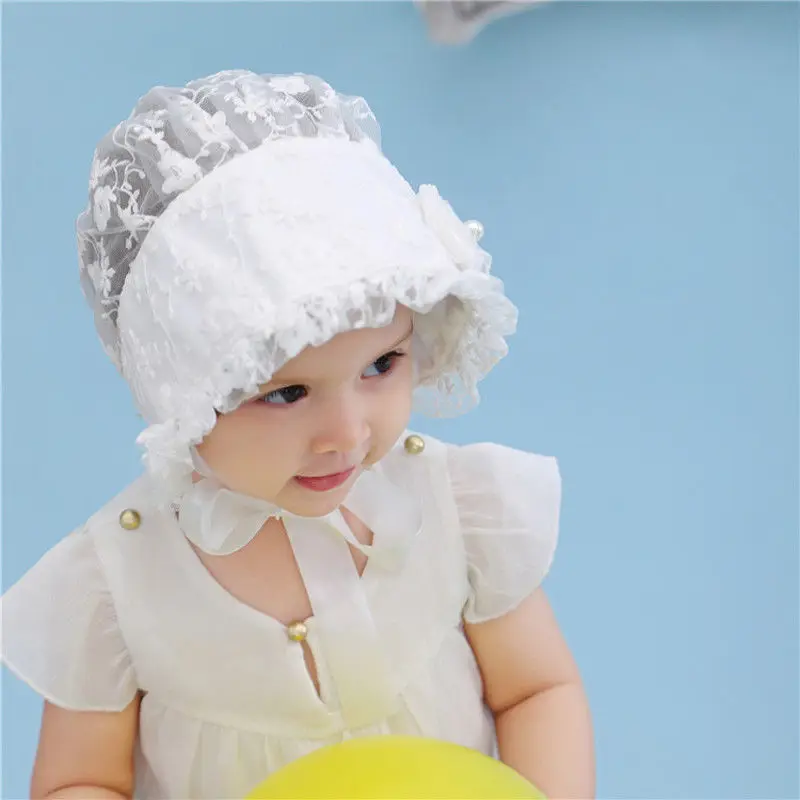 2018 Brand New Cute Toddlers Infant Baby Girls Flower Princess Sun Hat Cap Summer Lace Bonnet Ruffled Caps 3-18M | Детская одежда и