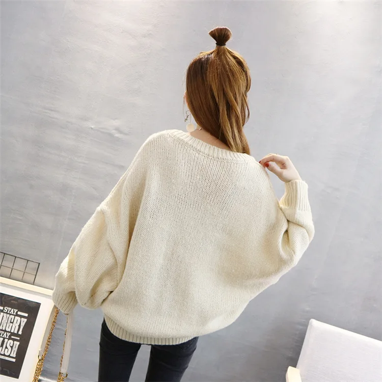 Pullover Sweaters 2019 Autumn Winter Women Sweater Jumper Batwing Long Sleeve Casual Loose Solid Blusas Feminina Vestidos | Женская