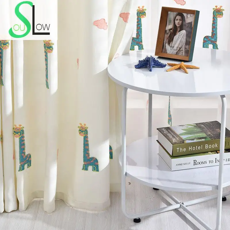 Льняная занавеска Slow Soul с рисунком жирафа оленя французский занавес вышивкой на