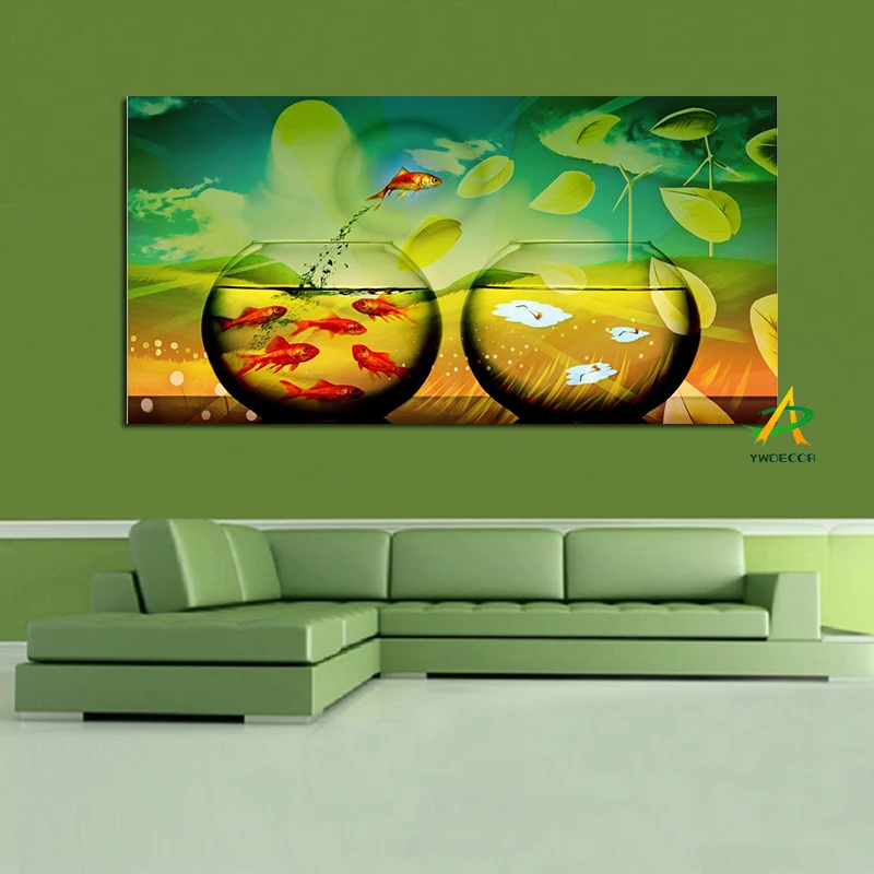 YWDECOR большой размер рыба и аквариум холст Художественная печать картина я хочу