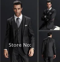 charcoal grey groom tuxedos best man peak black lapel groomsmen suits men wedding suits bridegroom dress(jacket+pants+vest+tie)