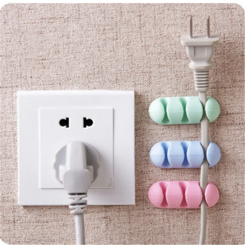 WSOMIGO 2pcs/set new Self-adhesive Kitchen Wire Organizer Desktop Storage Holder Accessories Fixing Gadget-S |