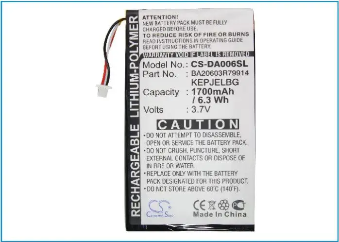 Cameron sino 1700 mAh Батарея для CREATIVE Zen Vision M BA20603R79914 DVP-HD0003 MP3, MP4, аккумулятор pmp