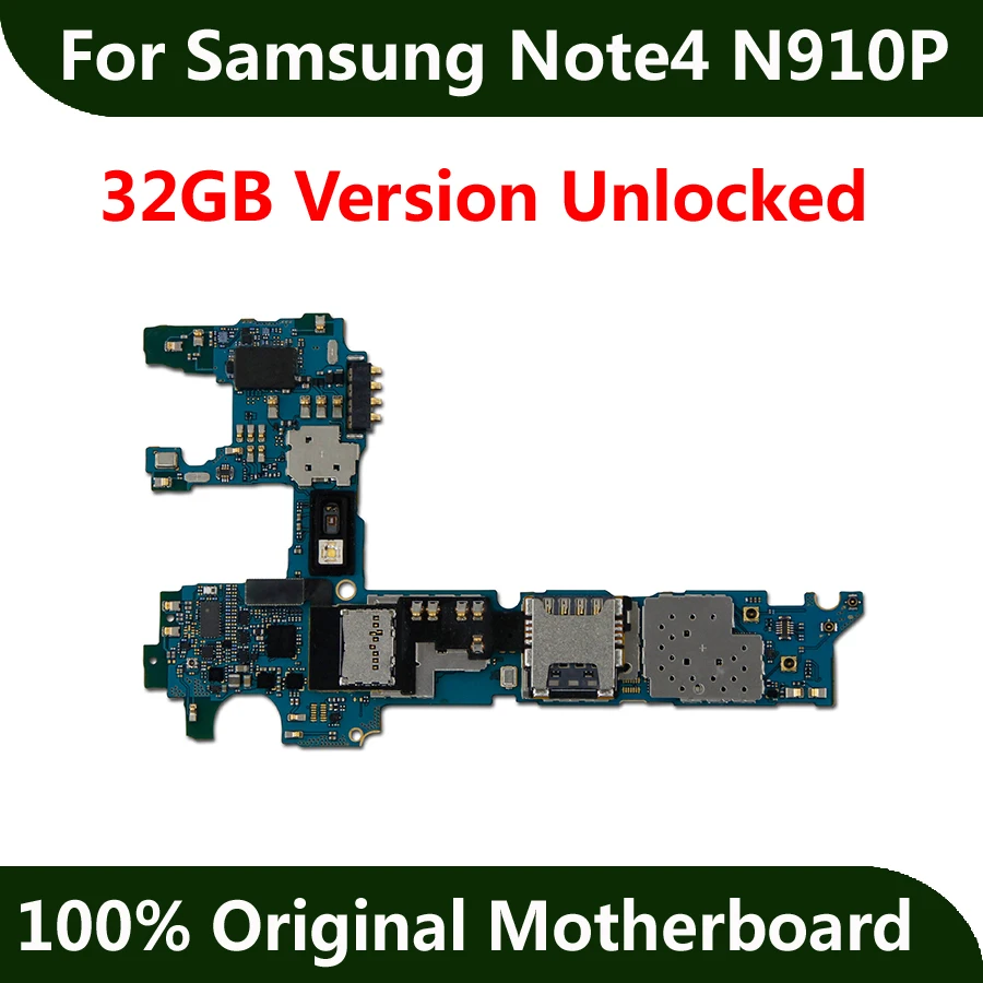 Фабрика разблокирована материнской платы для samsung Note 4 N910P 32 ГБ Оригинал