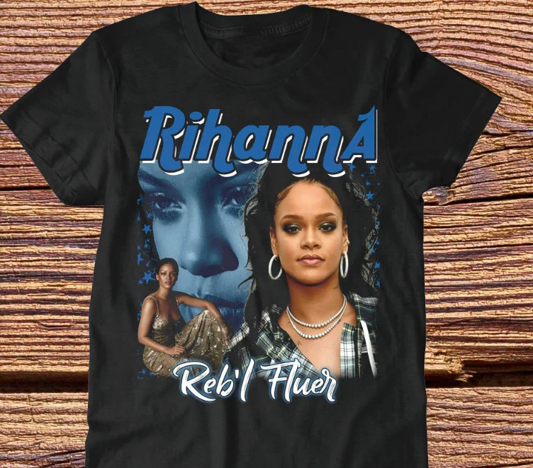 Rihanna футболка Reb'l Fleur хип-хоп R &amp B поп музыка вдохновила Винтаж Новое